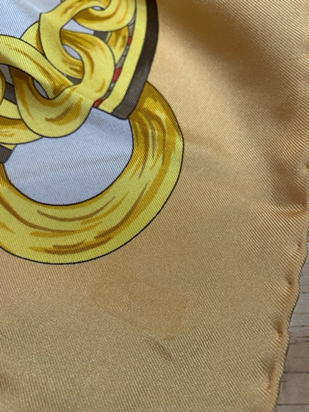 Celine Yellow, Cream & Red Gold Chain Silk Scarf - Picture 11 of 17